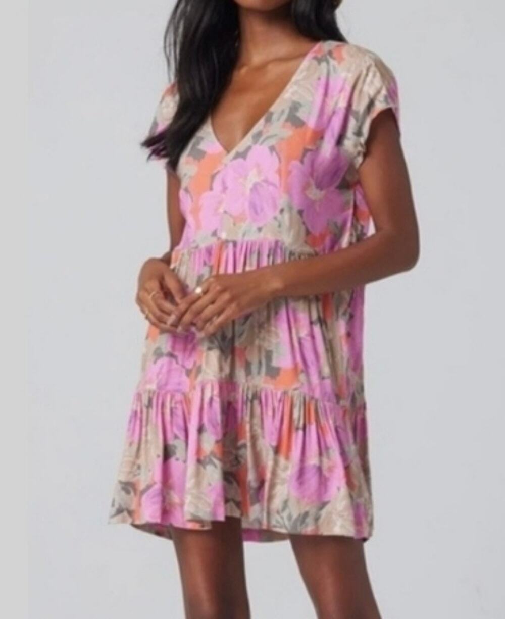 Salt Water Luxe Bowie Mini Dress Floral Blushing Pink Small